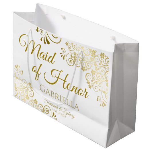 Maid of Honor Wedding Gift Bag - Large Groot Cadeauzakje (Voorkant Gekanteld)