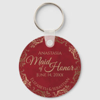 Maid of Honor Wedding Gift Elegant Gold op Red