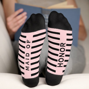 Maid of Honor Wedding Party Pink and Black Sokken