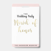 Maid of Honor Wedding Party VIP Pass Badge (Back)