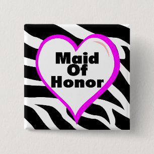 Maid of Honor Zebra Stripes Vierkante Button 5,1 Cm