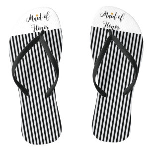 Maid of Honor zwarte strepen gouden bloem Teenslippers