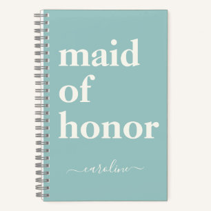 Maid of HonorModern Name Robin's Egg Blue Notitieboek