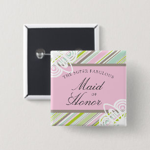 MAID VAN HONOR Sweet Garden Stripes Wedding Button