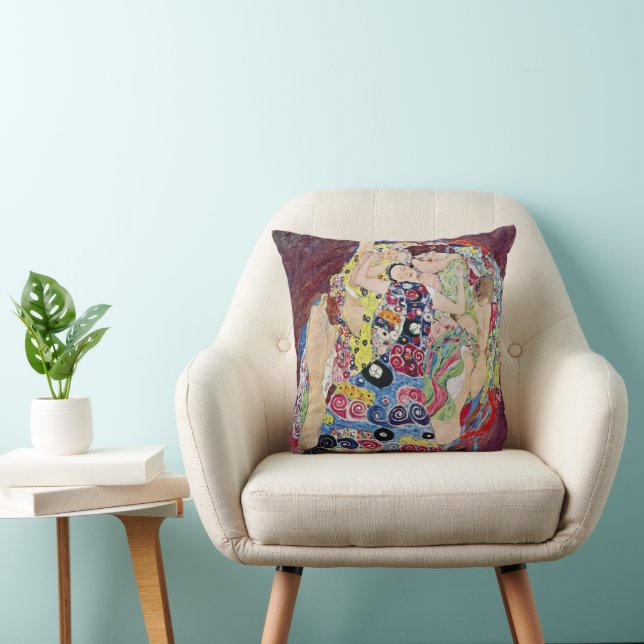 Maiden (Maagd), Gustav Klimt,  Art Nouveau Kussen (Stoel)