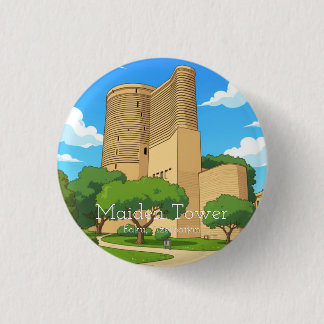 Maiden Tower, Azerbeidzjan van Bakoe Ronde Button 3,2 Cm