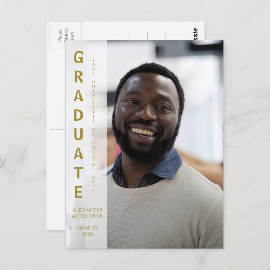 MaIe Graduate Graduate Graduation Invitation Photo (Devant / Derrière)