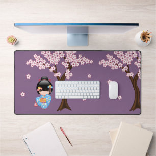 Maiko Kokeshi Doll - Blue Kimono Geisha Girl Bureaumat