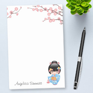 Maiko Kokeshi Doll - Blue Kimono Geisha Girl Post-it® Notes