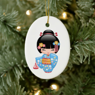 Maiko Kokeshi Doll - Cute Geisha Girl Keramisch Ornament