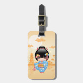Maiko Kokeshi Doll - Cute Japanese Geisha Girl Bagagelabel (Voorkant verticaal)