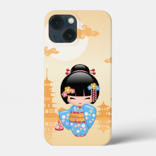 Maiko Kokeshi Doll - Cute Japanese Geisha Girl iPhone 13 Mini Hoesje