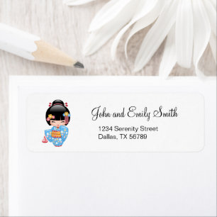 Maiko Kokeshi Doll - Cute Japanese Geisha Girl Etiket