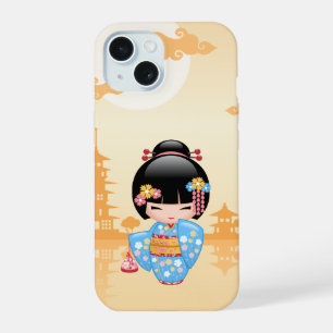 Maiko Kokeshi Doll - Cute Japanese Geisha Girl iPhone 15 Hoesje