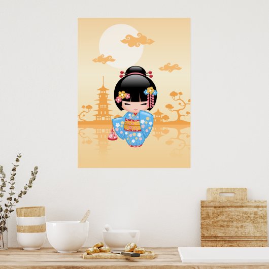 Maiko Kokeshi Doll - Cute Japanese Geisha Girl Poster (Keuken)