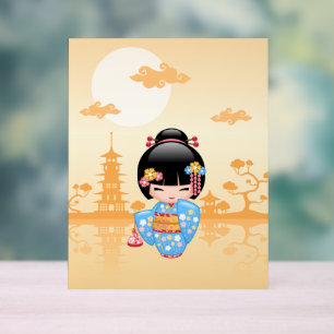 Maiko Kokeshi Doll mignonne Geisha Girl Jaune