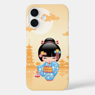 Maiko Kokeshi Doll Schattige Japans Geisha Gegeel iPhone 16 Hoesje