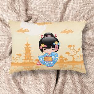 Maiko Kokeshi Pop Geisha Meisje Geel Accent Kussen
