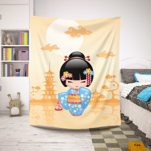 Maiko Kokeshi Pop Maiko Meisje Geel Sherpa Deken