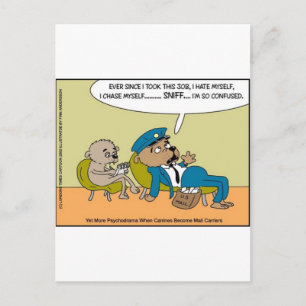 Mail Dog in Therapy Funny Offbeat Cartoon Gifts Briefkaart
