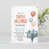 Mailbox boy baby shower invitation (Debout devant)