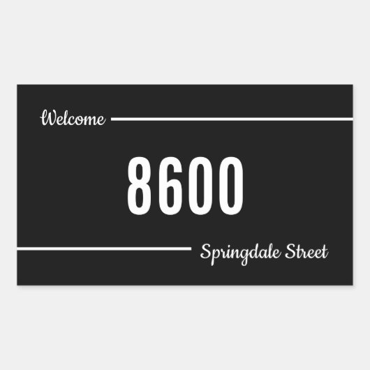 Mailbox Decal Black & White Welkom Straat Adres Rechthoekige Sticker (Voorkant)