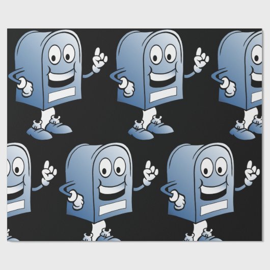 Mailbox mascotte Happy Blue Postal karakter Cadeaupapier (Vlak)