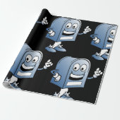 Mailbox mascotte Happy Blue Postal karakter Cadeaupapier (Uitgerold)