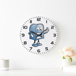 Mailbox mascotte Happy Blue Postal karakter Grote Klok