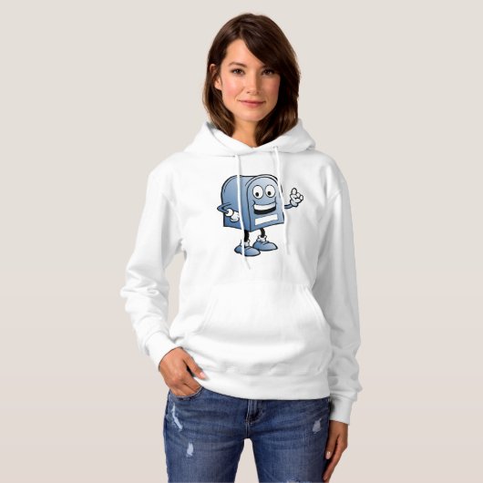 Mailbox mascotte Happy Blue Postal karakter Hoodie (Voorkant volledig)
