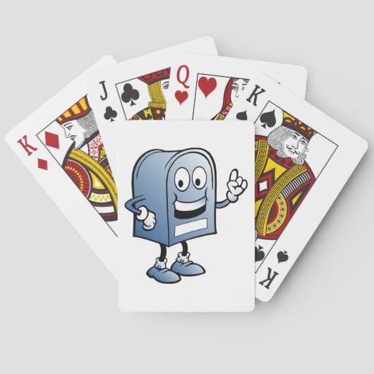 Mailbox mascotte Happy Blue Postal karakter Pokerkaarten (Achterkant)
