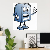 Mailbox mascotte Happy Blue Postal karakter Poster (Thuiskantoor)