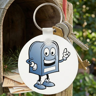 Mailbox mascotte Happy Blue Postal karakter Sleutelhanger