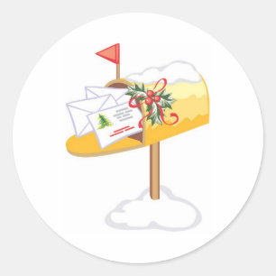 Mailbox met kerstkaarten ronde sticker