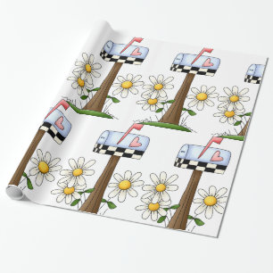 Mailbox met madeliefjes en Heart Flag Country Gard Cadeaupapier