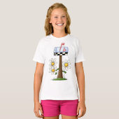 Mailbox met madeliefjes en Heart Flag Country Gard T-shirt (Voorkant volledig)