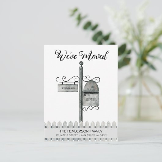 Mailbox New Home Moving Announge Briefkaart (Staand voorkant)