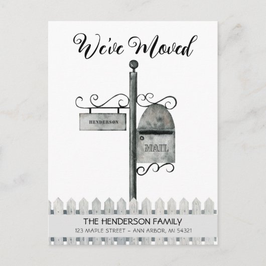 Mailbox New Home Moving Announge Briefkaart (Voorkant)