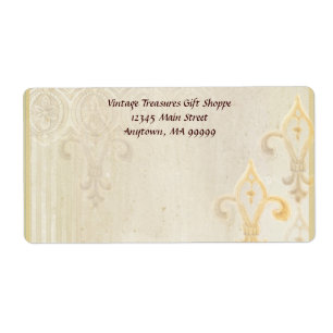 Mailinglabels - Fleur di Lys Damask 2 Cream Etiket