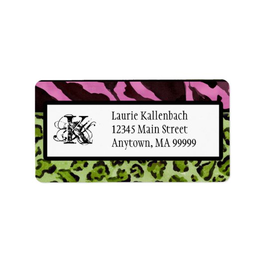 Mailinglabels - Zebra'n leopard Monogramma Etiket (Voorkant)