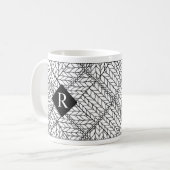 MAILLE ARGYLE BLANCHE Tasse blanche + initiale II (Devant gauche)