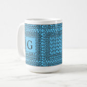 MAILLE ENVERS BLEU Grand Mug Blanc + Texte (Devant gauche)