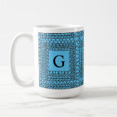 MAILLE ENVERS BLEU Grand Mug Blanc + Texte (Gauche)