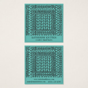 MAILLE ENVERS BLEU VERT Carrée Carte de Visite
