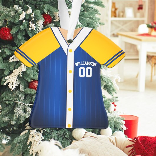 Maillot de Baseball Bleu et Jaune