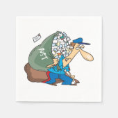 Mailman die een groot pakpapier servetten vervoert (Voorkant)