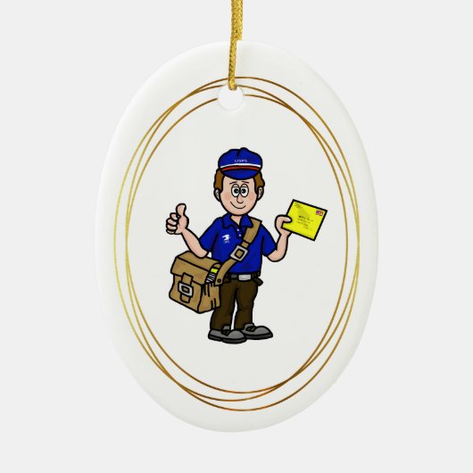 Mailman Kerstversiering Keramisch Ornament (Voorkant)