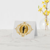 Mailman Silhouette dans la carte de cadre victorie (Fleur jaune)