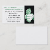 Main avec Carte de visite financier en espèces (Devant / Derrière)