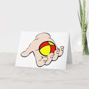 Main Avec Des Cartes De Voeux À Balle Jonglage